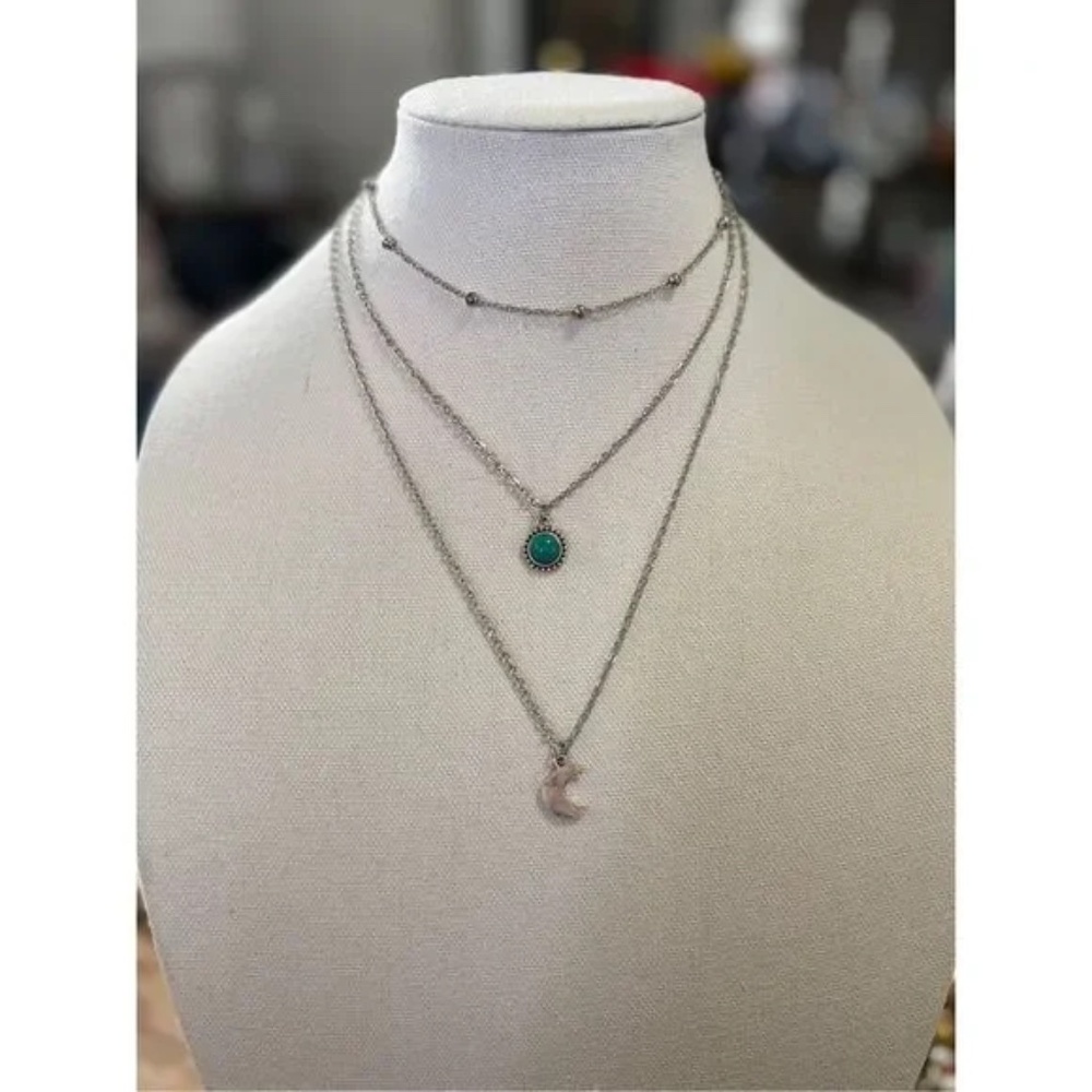 Lot-Exquisite Necklace Collection – Turquoise Moon, Peach Crystal, Spinel Fringe